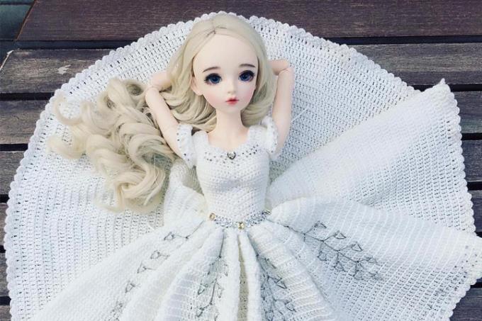 Hướng dẫn móc váy Elsa kiêu kỳ cho búp bê cao 60cm