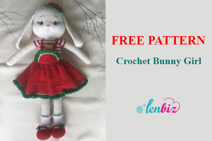 Free Crochet Bunny Girl Pattern - Watermelon Rabbit upsize version 80cm 