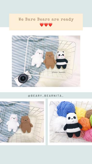 Xuất phát từ niềm yêu mến vẻ ngộ nghĩnh đáng yêu của 3 chú gấu hoạt hình, rất nhiều chị em đan móc thú bông đã cover thành công bộ ba ấy trong phiên bản móc len. Chart móc bộ 3 chú gấu nhồi bông bằng len tinh nghịch - free pattern của Beary Bearnita - là một trong số đó.