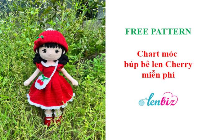 Chart móc búp bê len Cherry miễn phí làm quà tặng Giáng Sinh cho bé