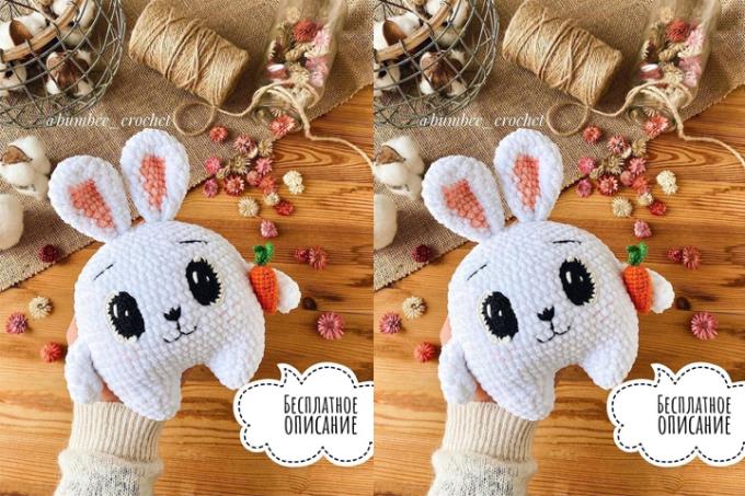 Chart móc thỏ trắng bằng len nhung cute vô đối - free pattern của Bumbee_crochet