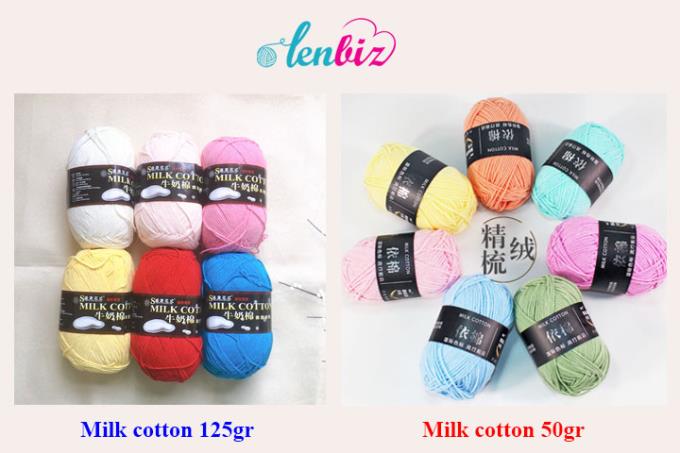 So sánh len milk cotton 125gr và len milk cotton 50gr