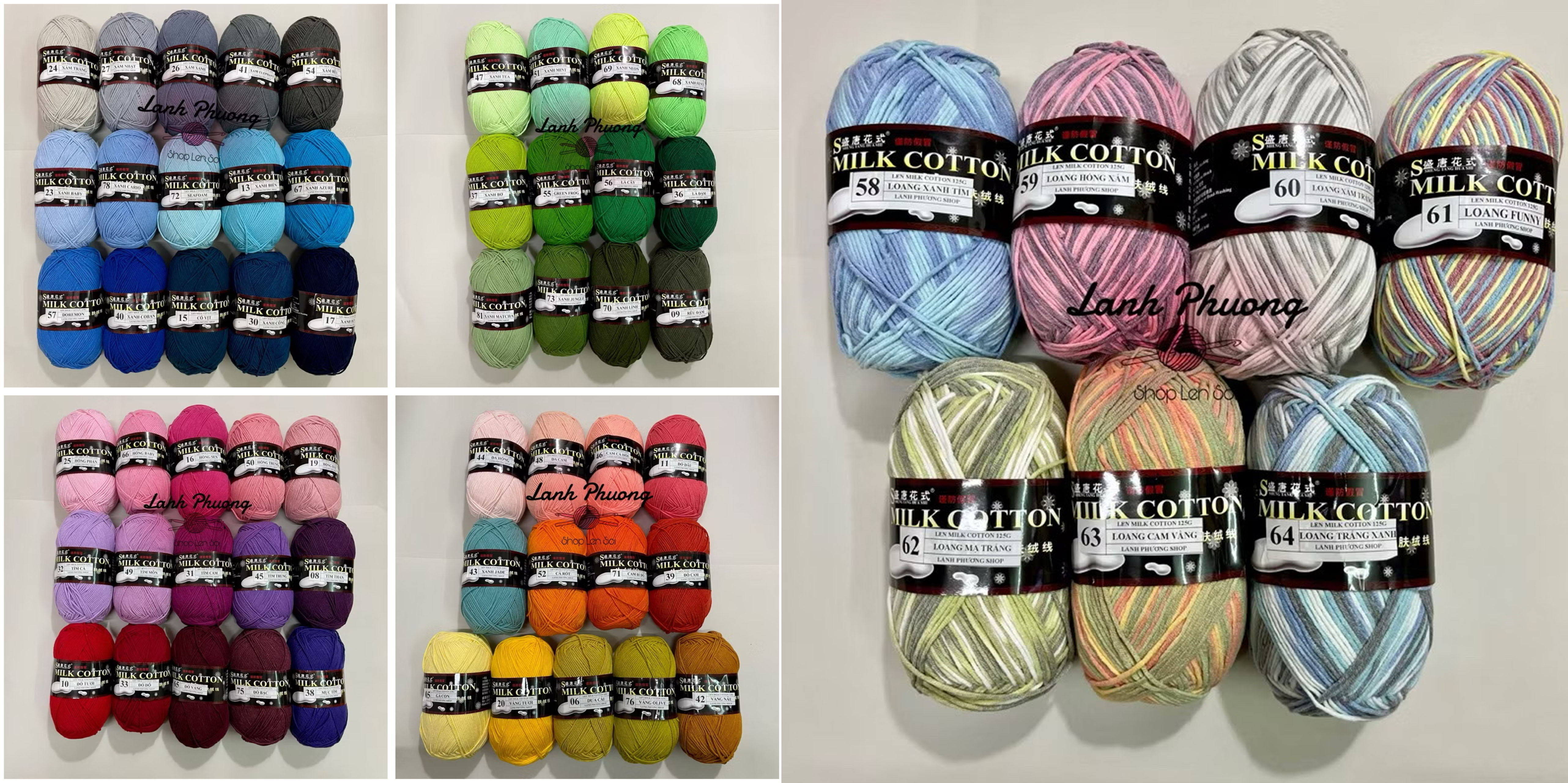 Trong thế giới len sợi, len Milk Cotton 125gr là dòng len “quốc dân” được người yêu handmade tại Việt Nam ưa chuộng nhất – hầu như ai từng móc cũng từng dùng qua ít nhất một cuộn. Mềm – mịn – dễ móc – lên màu đẹp – giá lại hợp túi tiền, sợi này gần như “có mặt trong mọi kệ len” của cả người mới học và thợ móc len chuyên nghiệp. Vậy cụ thể len Milk Cotton 125gr là gì, có bao nhiêu màu, có tốt không, dùng kim móc số mấy, và có thể móc được gì đẹp… Cùng Lenbiz.vn tìm hiểu chi tiết nhé!